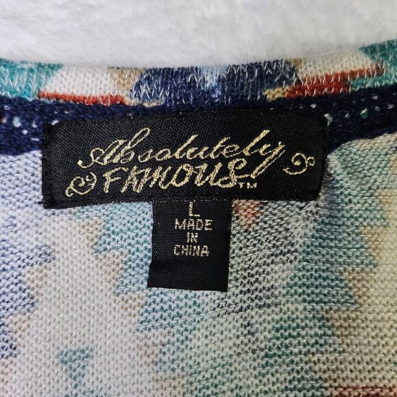 🦃 Absolutely Famous Top Blouse Sheer Blue Chiffon Handkerchief Hem Size Large - Picture 3 of 10